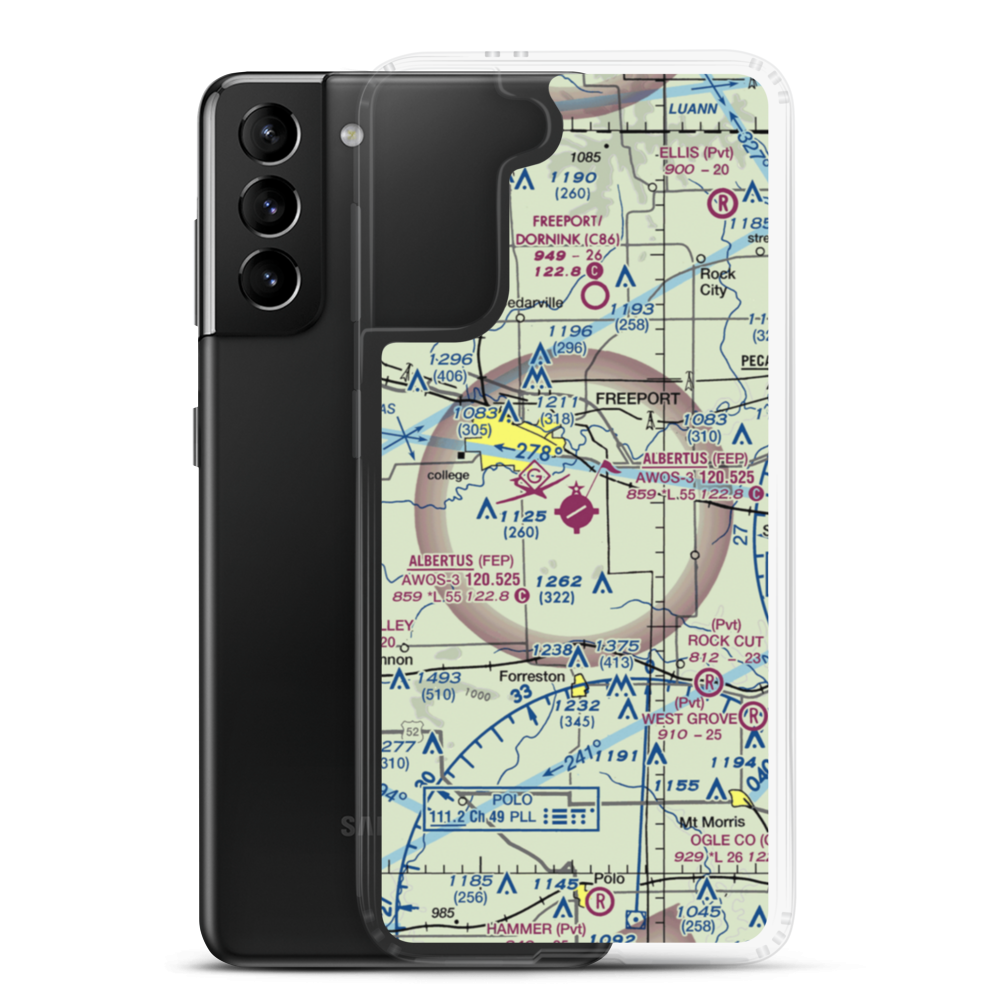 Albertus Airport (FEP) VFR Sectional Samsung Case Samsung Galaxy S21 Plus model shown