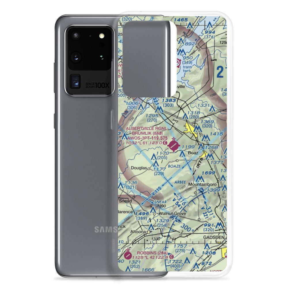 Albertville Regional Airport/Thomas J Brumlik Field (8A0) VFR Sectional Samsung Case Samsung Galaxy S20 Ultra model shown