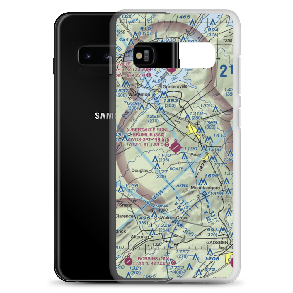 Albertville Regional Airport/Thomas J Brumlik Field (8A0) VFR Sectional Samsung Case Samsung Galaxy S10+ model shown