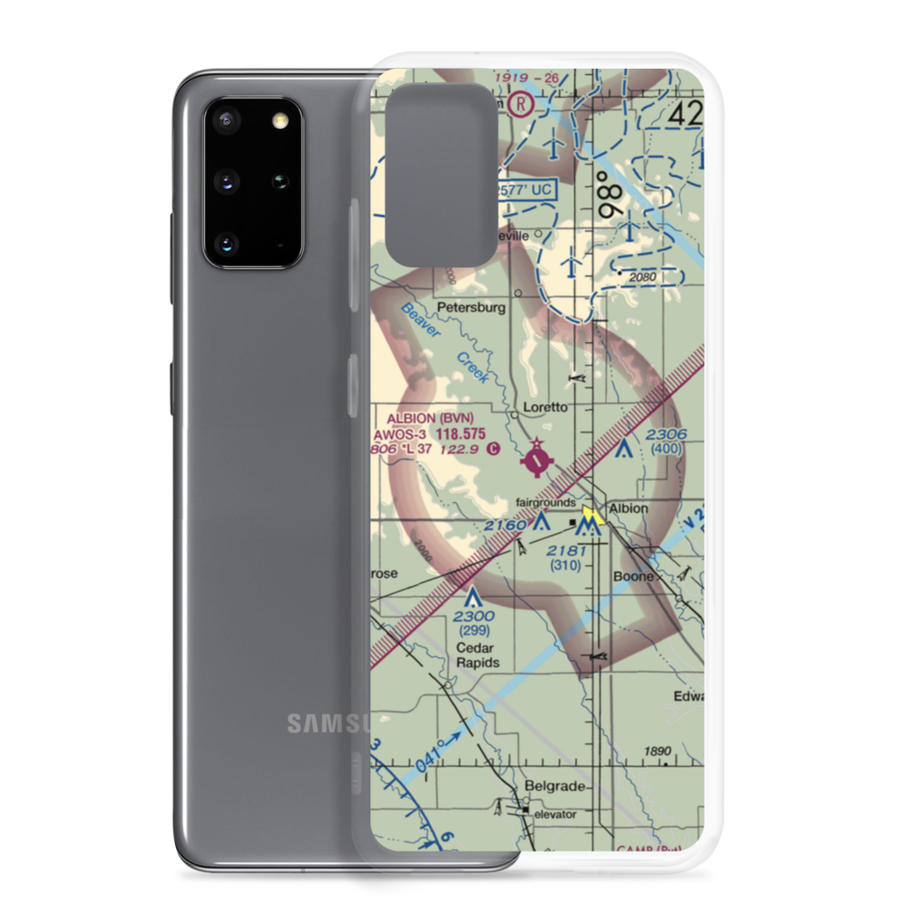 Albion Municipal Airport (BVN) VFR Sectional Samsung Case Samsung Galaxy S20 Plus model shown