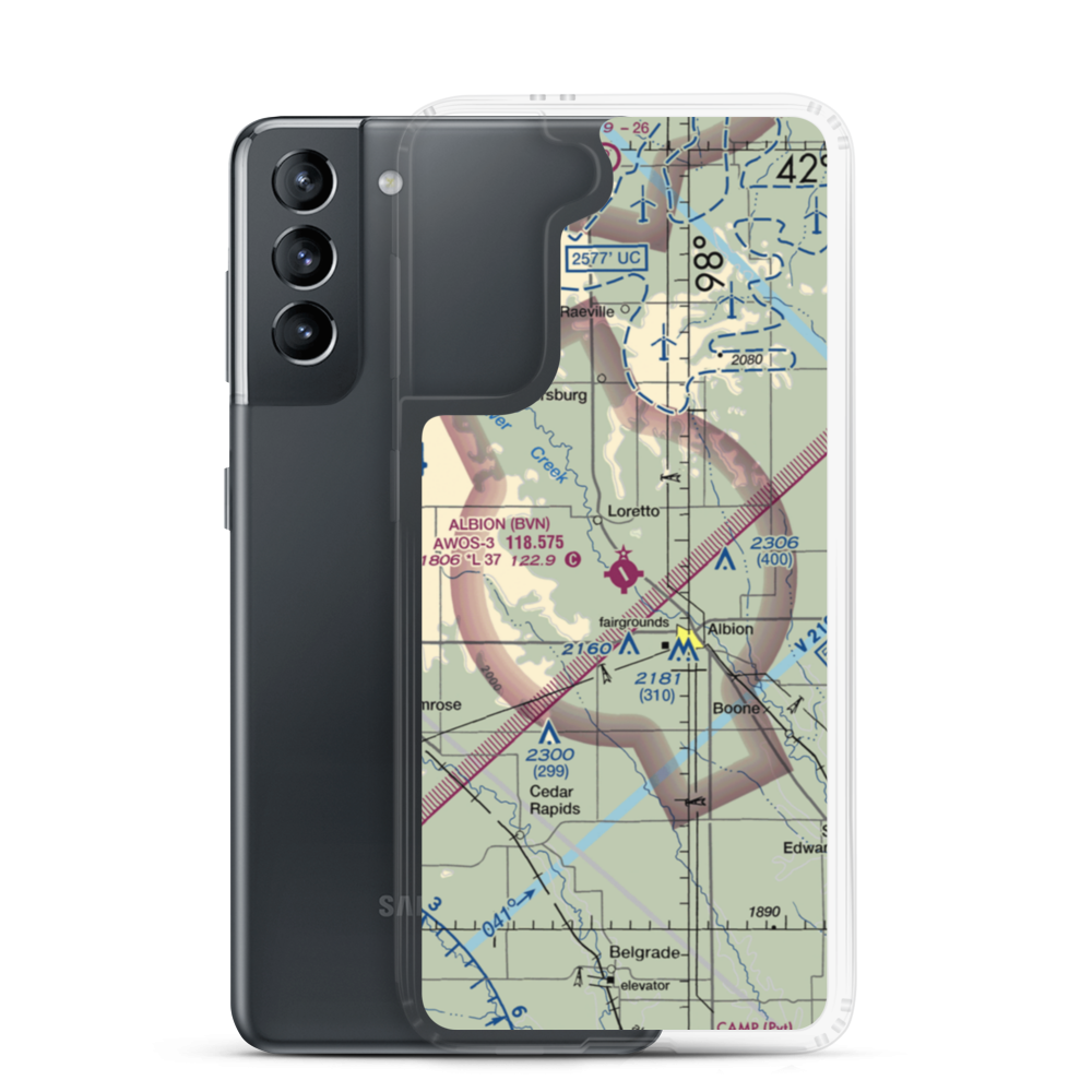 Albion Municipal Airport (BVN) VFR Sectional Samsung Case Samsung Galaxy S21 model shown