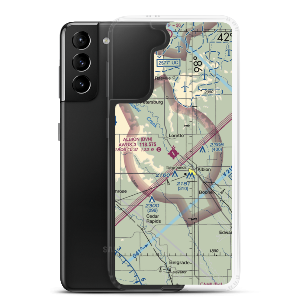 Albion Municipal Airport (BVN) VFR Sectional Samsung Case Samsung Galaxy S21 Plus model shown