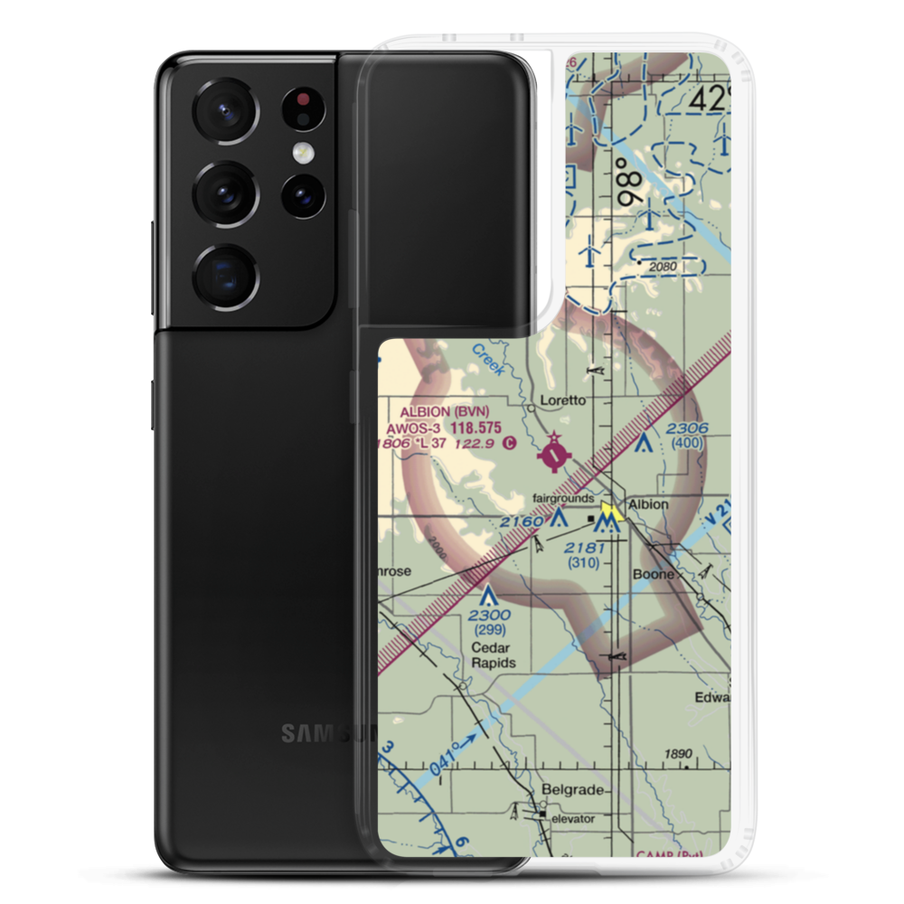 Albion Municipal Airport (BVN) VFR Sectional Samsung Case Samsung Galaxy S21 Ultra model shown