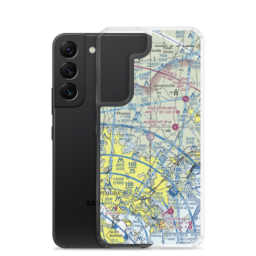 Albrecht Airstrip (MD48) VFR Sectional Samsung Case Samsung Galaxy S22 model shown