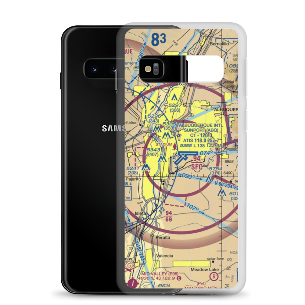 Albuquerque International Sunport (ABQ) VFR Sectional Samsung Case Samsung Galaxy S10 model shown