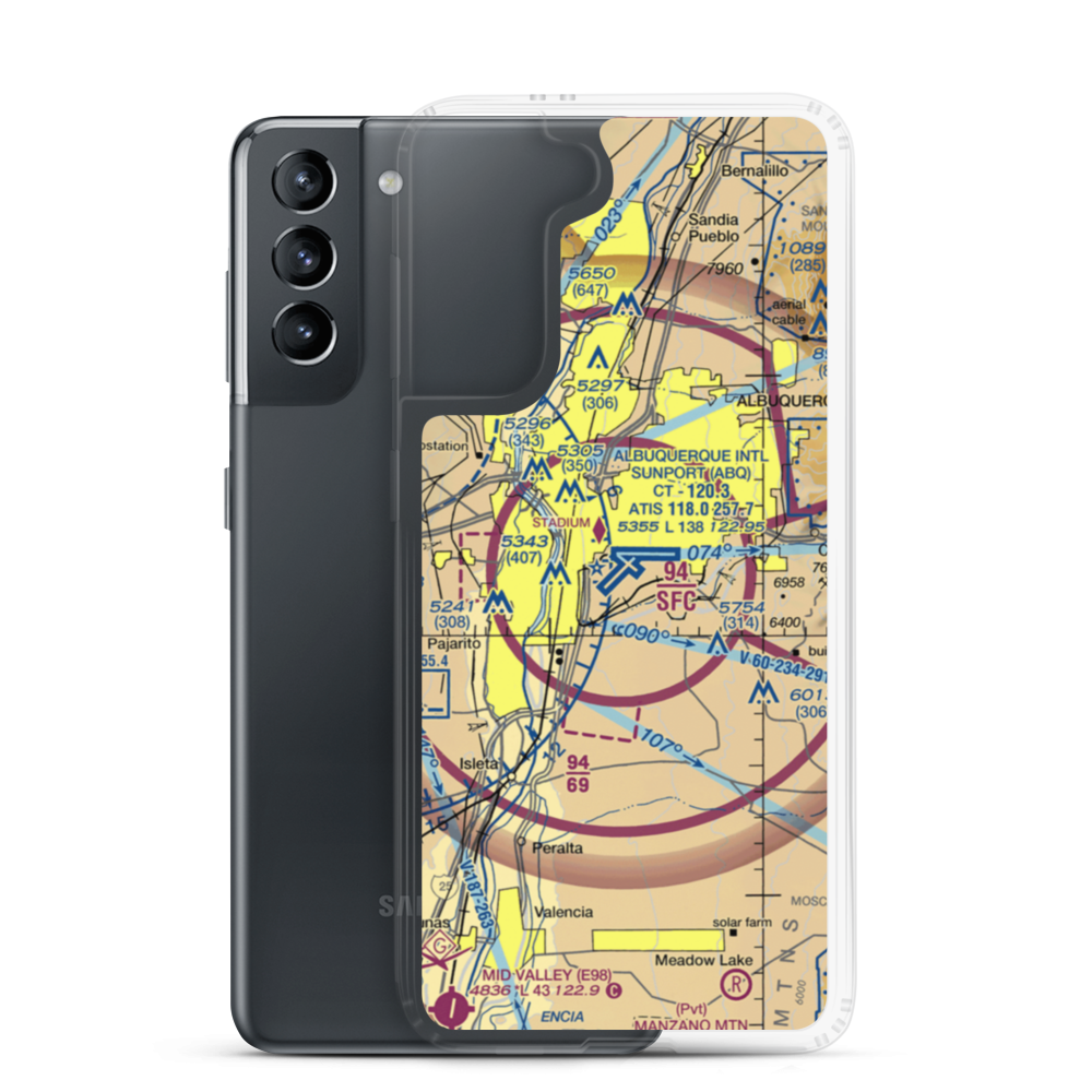 Albuquerque International Sunport (ABQ) VFR Sectional Samsung Case Samsung Galaxy S21 model shown