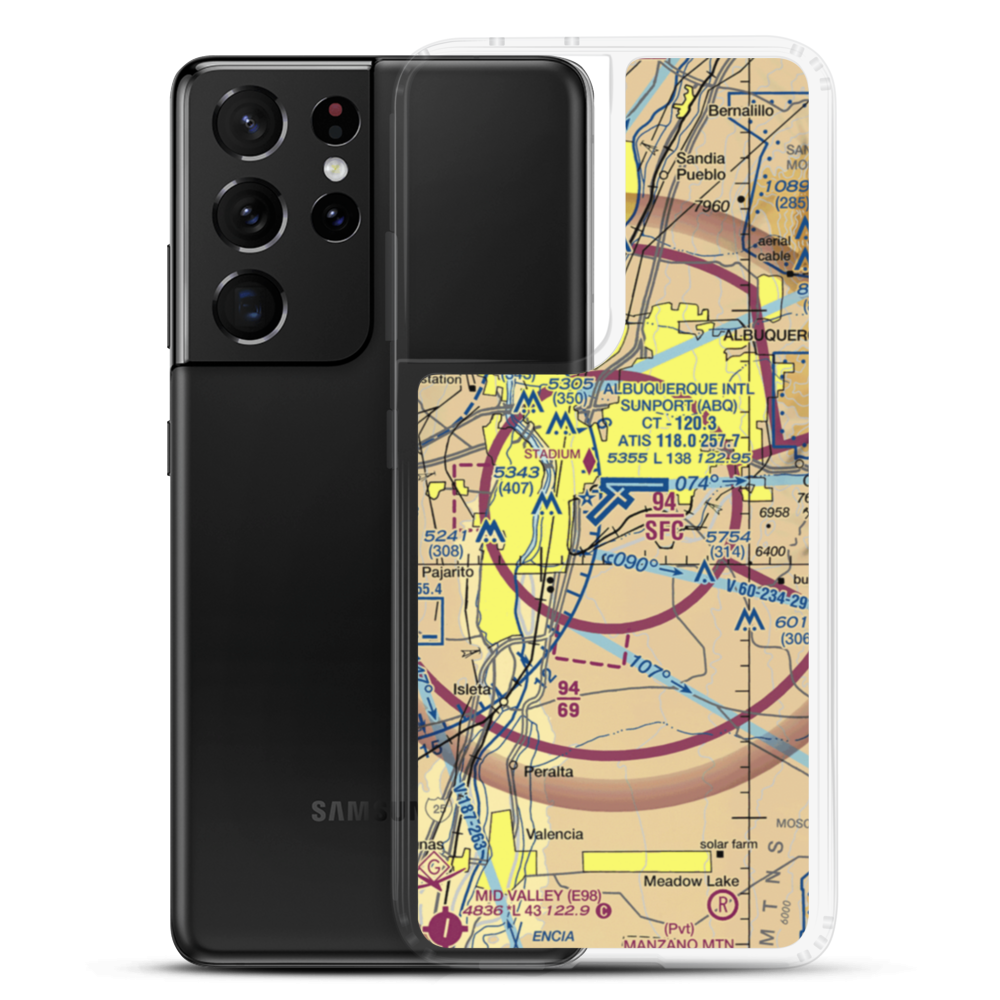 Albuquerque International Sunport (ABQ) VFR Sectional Samsung Case Samsung Galaxy S21 Ultra model shown
