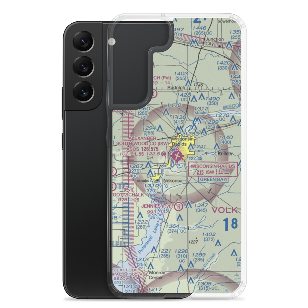 Alexander Field South Wood County Airport (ISW) VFR Sectional Samsung Case Samsung Galaxy S22 Plus model shown