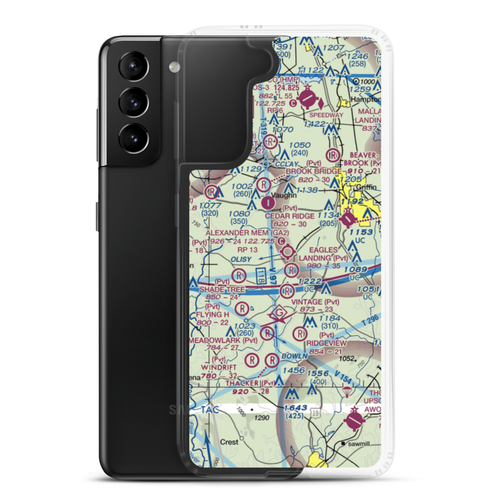 Alexander Memorial Airport (GA2) VFR Sectional Samsung Case Samsung Galaxy S21 Plus model shown