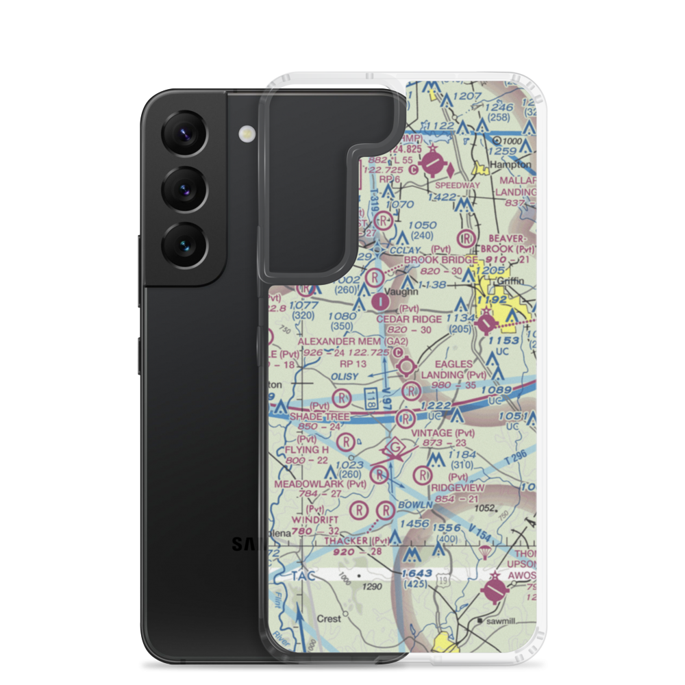 Alexander Memorial Airport (GA2) VFR Sectional Samsung Case Samsung Galaxy S22 model shown