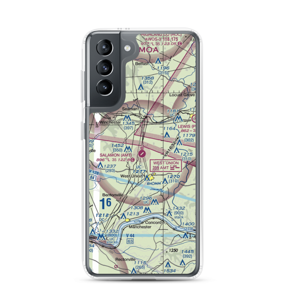 Alexander Salamon Airport (AMT) VFR Sectional Samsung Case Samsung Galaxy S21 model shown