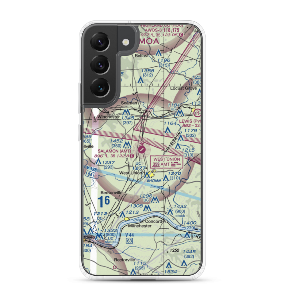 Alexander Salamon Airport (AMT) VFR Sectional Samsung Case Samsung Galaxy S22 Plus model shown