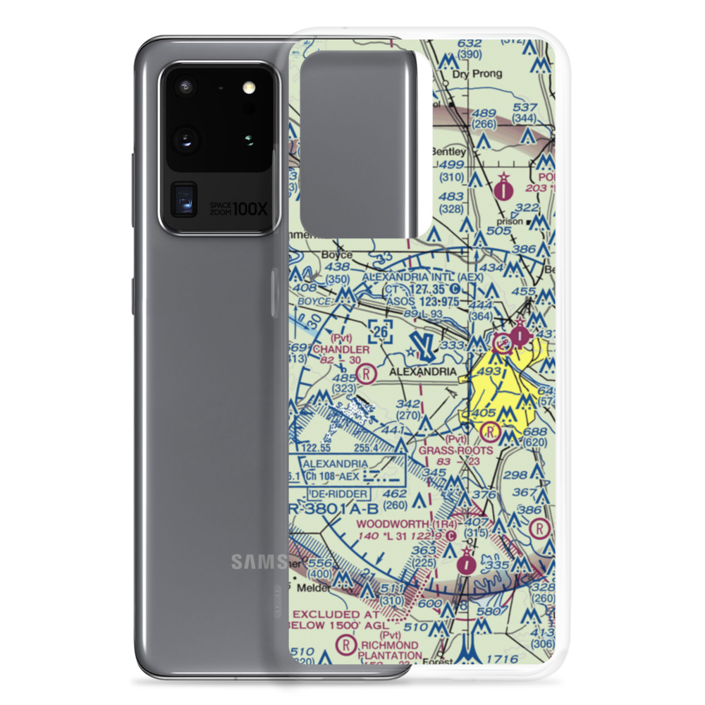 Alexandria International Airport (AEX) VFR Sectional Samsung Case Samsung Galaxy S20 Ultra model shown