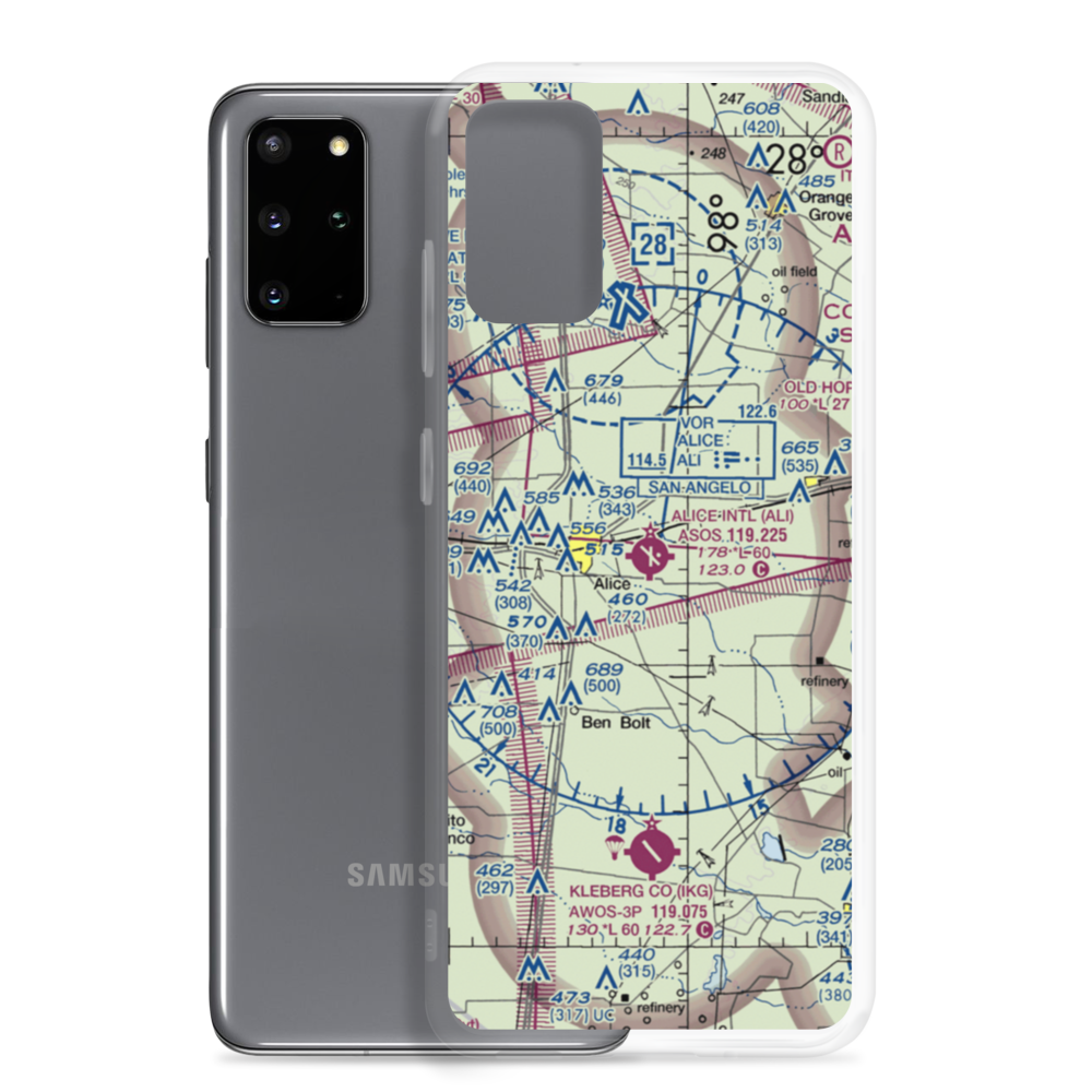 Alice International Airport (ALI) VFR Sectional Samsung Case Samsung Galaxy S20 Plus model shown