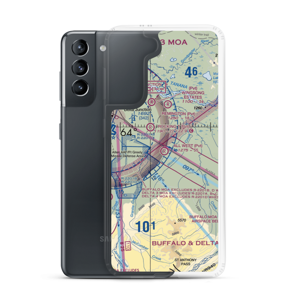 All West Airport (AK77) VFR Sectional Samsung Case Samsung Galaxy S21 model shown