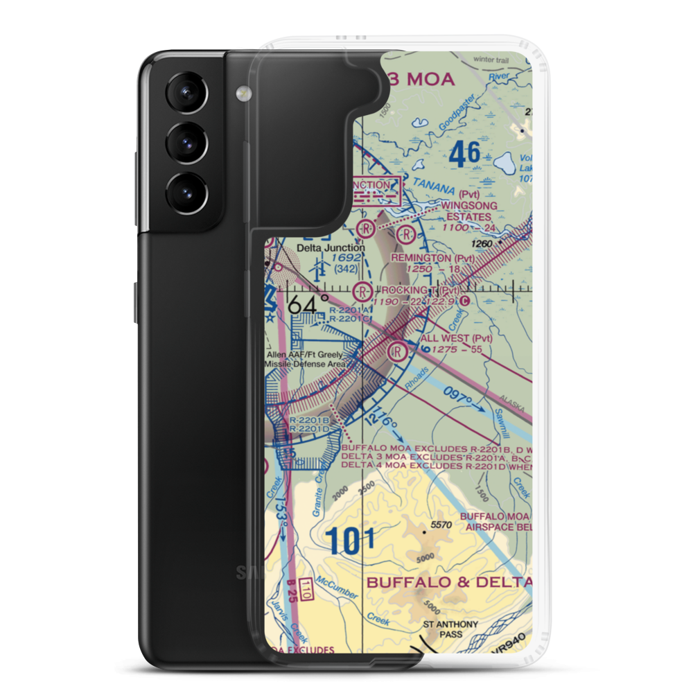 All West Airport (AK77) VFR Sectional Samsung Case Samsung Galaxy S21 Plus model shown