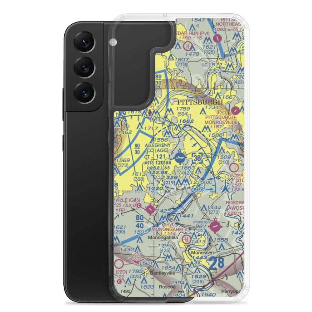 Allegheny County Airport (AGC) VFR Sectional Samsung Case Samsung Galaxy S22 Plus model shown