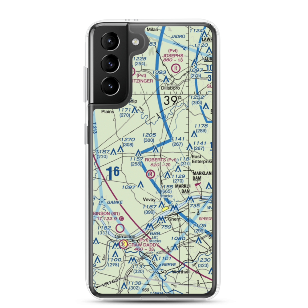 Allen and Gloss Airport (8II0) VFR Sectional Samsung Case Samsung Galaxy S21 Plus model shown