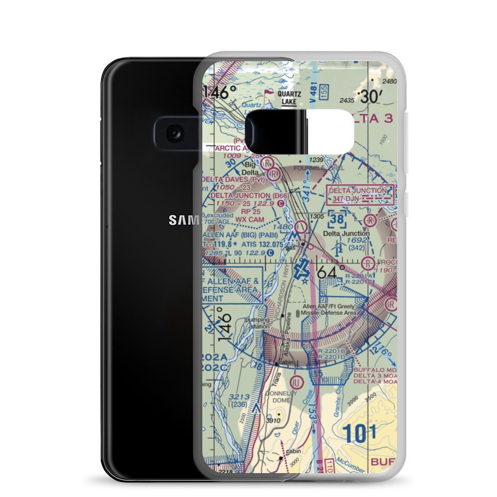 Allen Army Airfield (BIG) VFR Sectional Samsung Case Samsung Galaxy S10e model shown