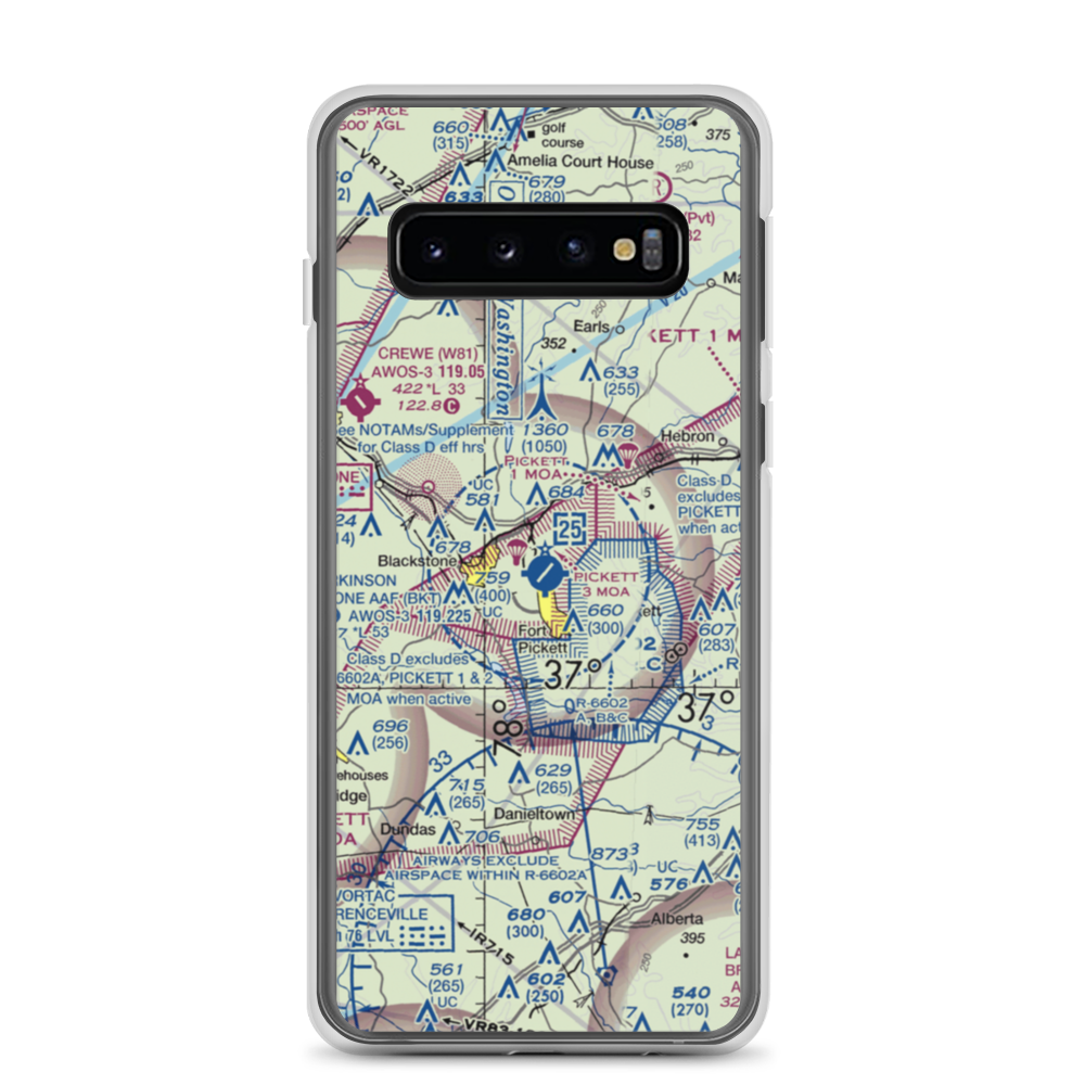 Allen C Perkinson Blackstone Army Air Field (BKT) VFR Sectional Samsung Case Samsung Galaxy S10 model shown