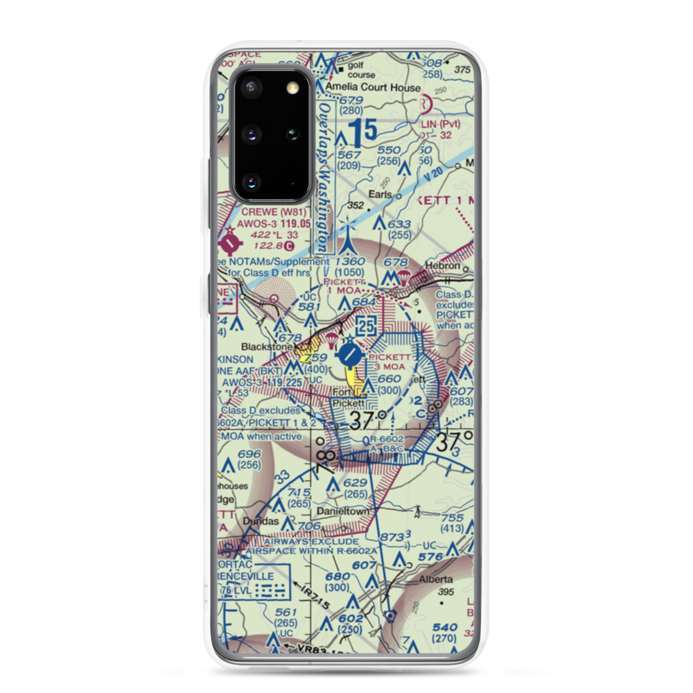 Allen C Perkinson Blackstone Army Air Field (BKT) VFR Sectional Samsung Case Samsung Galaxy S20 Plus model shown