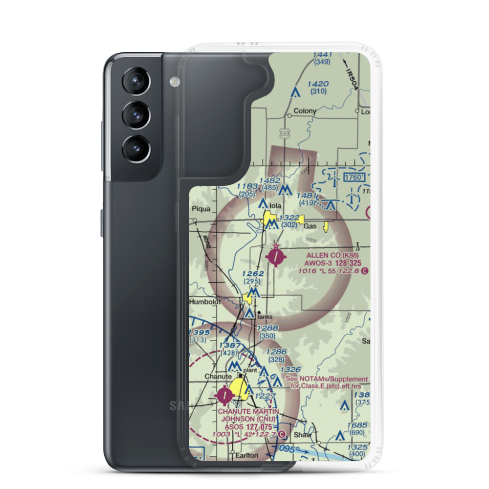 Allen County Airport (K88) VFR Sectional Samsung Case Samsung Galaxy S21 model shown