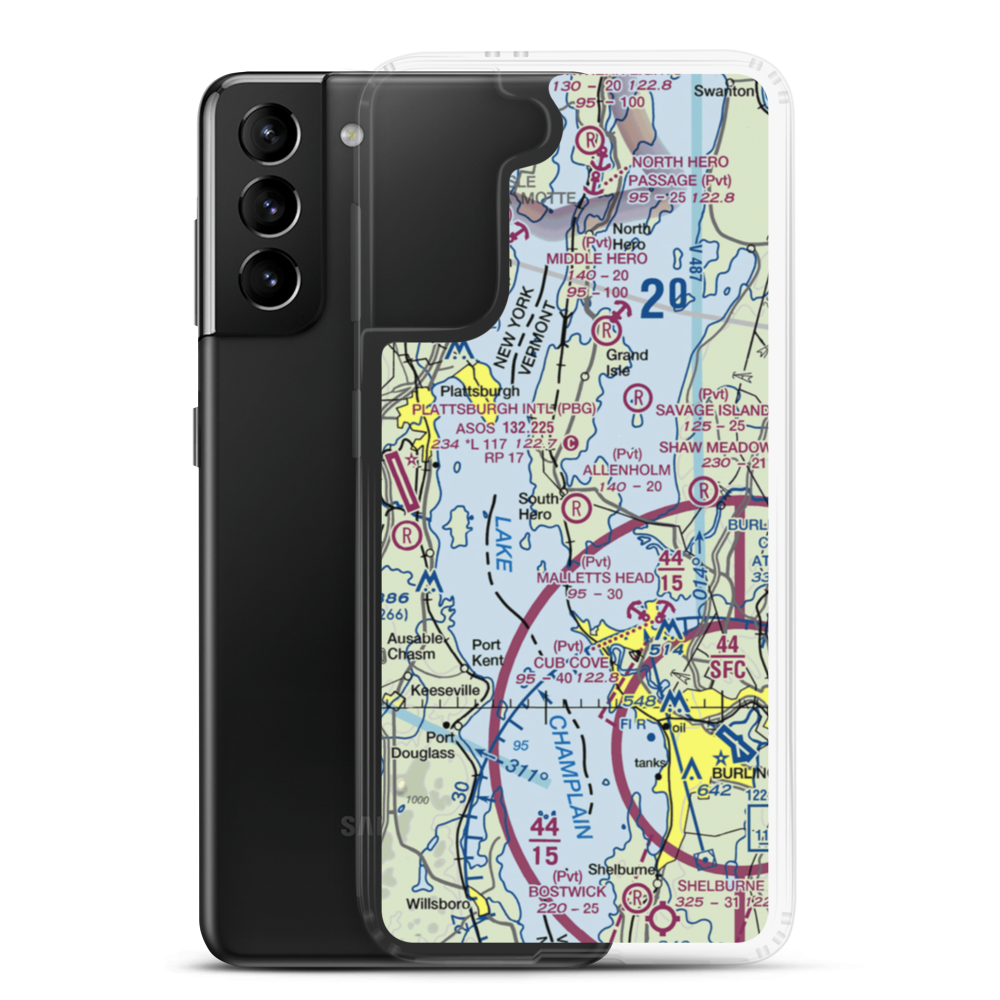 Allenholm Airport (VT26) VFR Sectional Samsung Case Samsung Galaxy S21 Plus model shown
