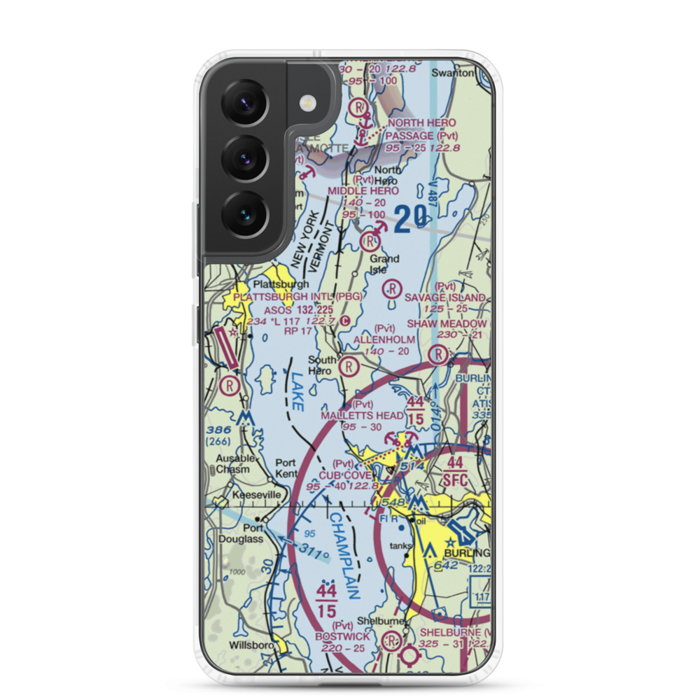 Allenholm Airport (VT26) VFR Sectional Samsung Case Samsung Galaxy S22 Plus model shown