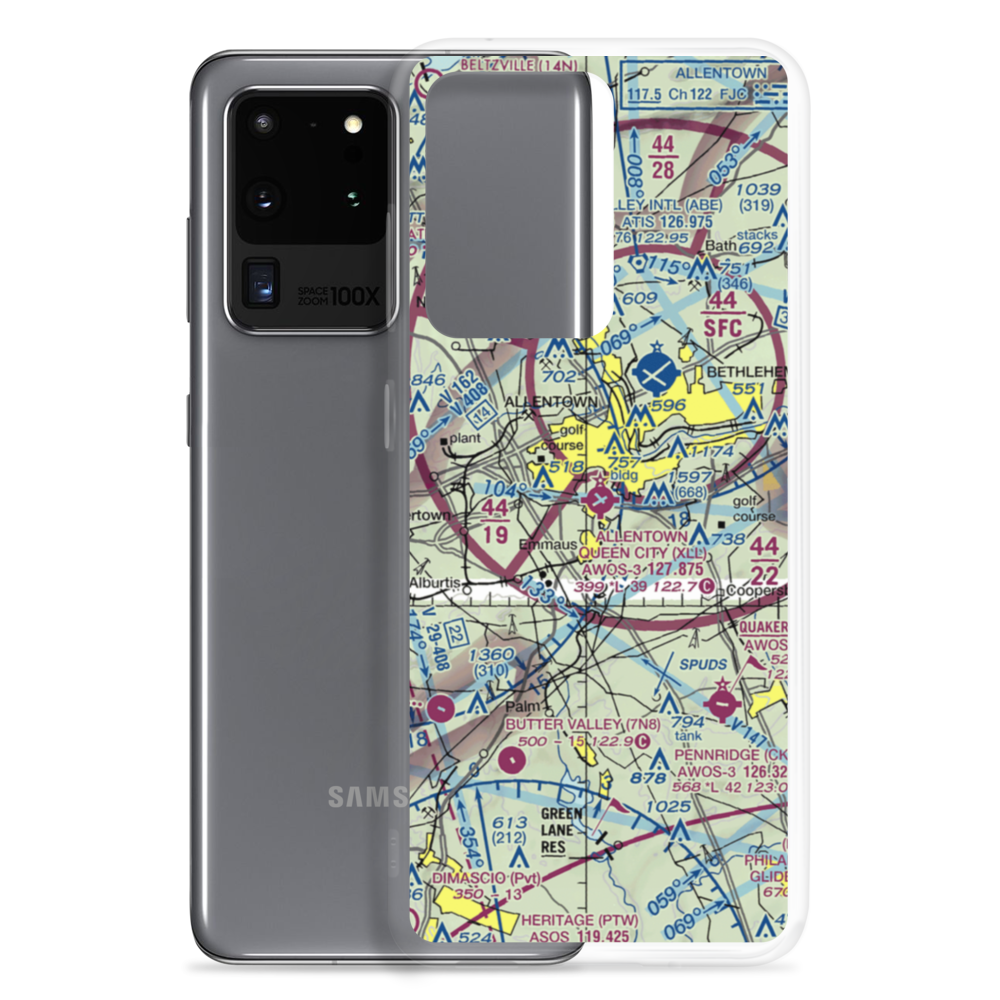 Allentown Queen City Municipal Airport (XLL) VFR Sectional Samsung Case Samsung Galaxy S20 Ultra model shown