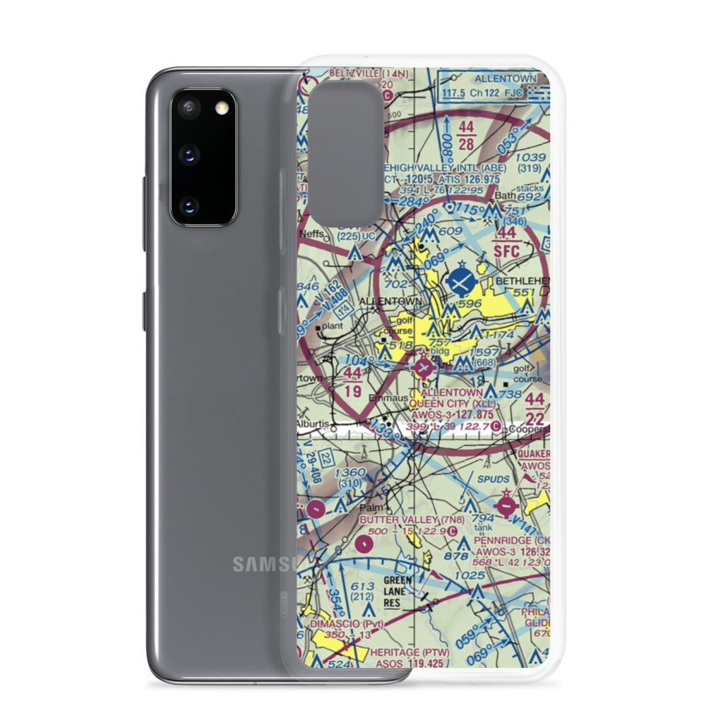 Allentown Queen City Municipal Airport (XLL) VFR Sectional Samsung Case Samsung Galaxy S20 model shown