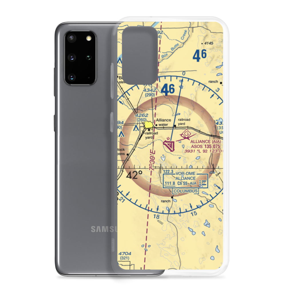 Alliance Municipal Airport (AIA) VFR Sectional Samsung Case Samsung Galaxy S20 Plus model shown