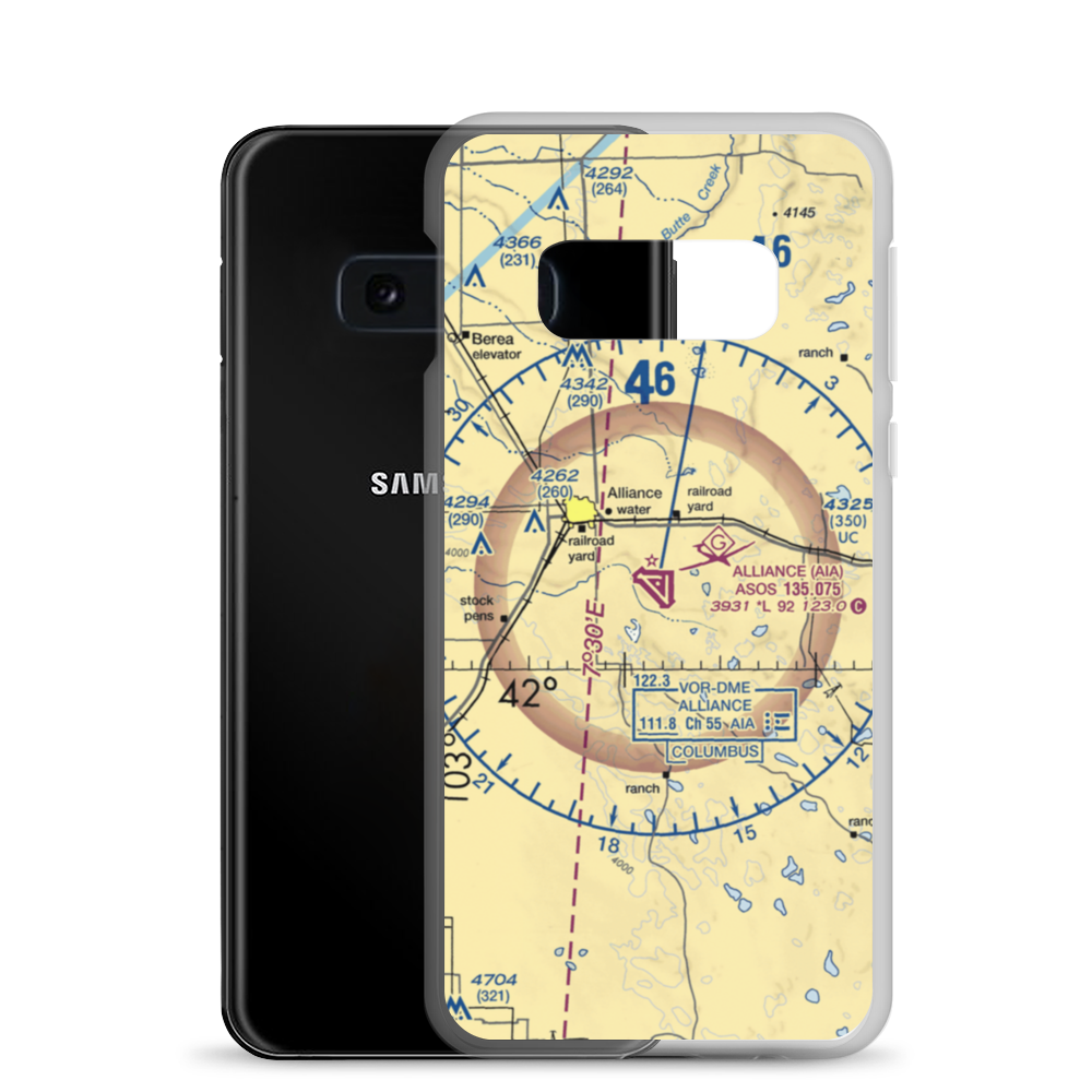 Alliance Municipal Airport (AIA) VFR Sectional Samsung Case Samsung Galaxy S10e model shown