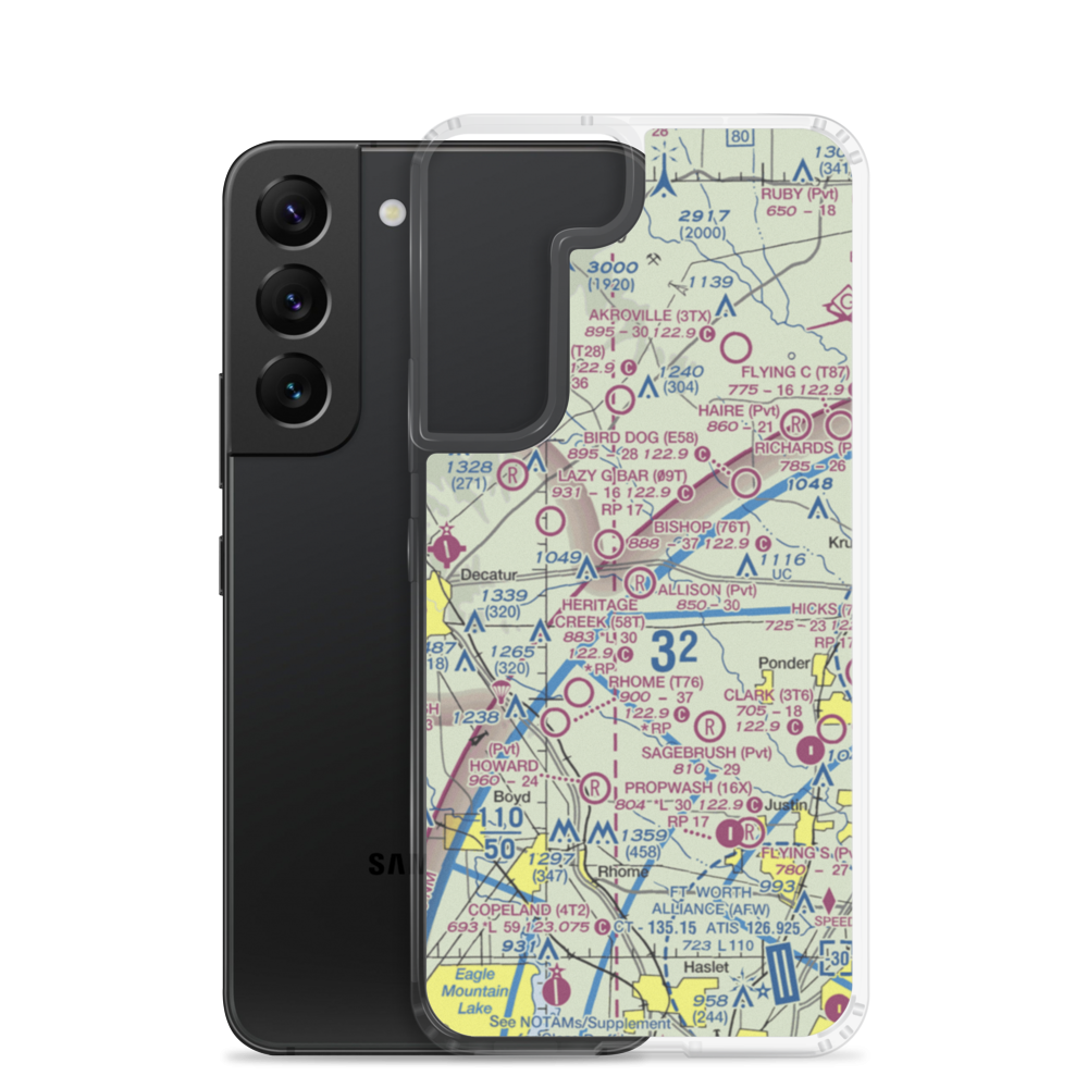 Allison Farm Airport (XA34) VFR Sectional Samsung Case Samsung Galaxy S22 model shown