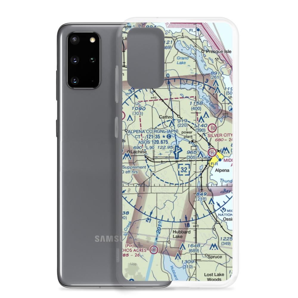 Alpena County Regional Airport (APN) VFR Sectional Samsung Case Samsung Galaxy S20 Plus model shown