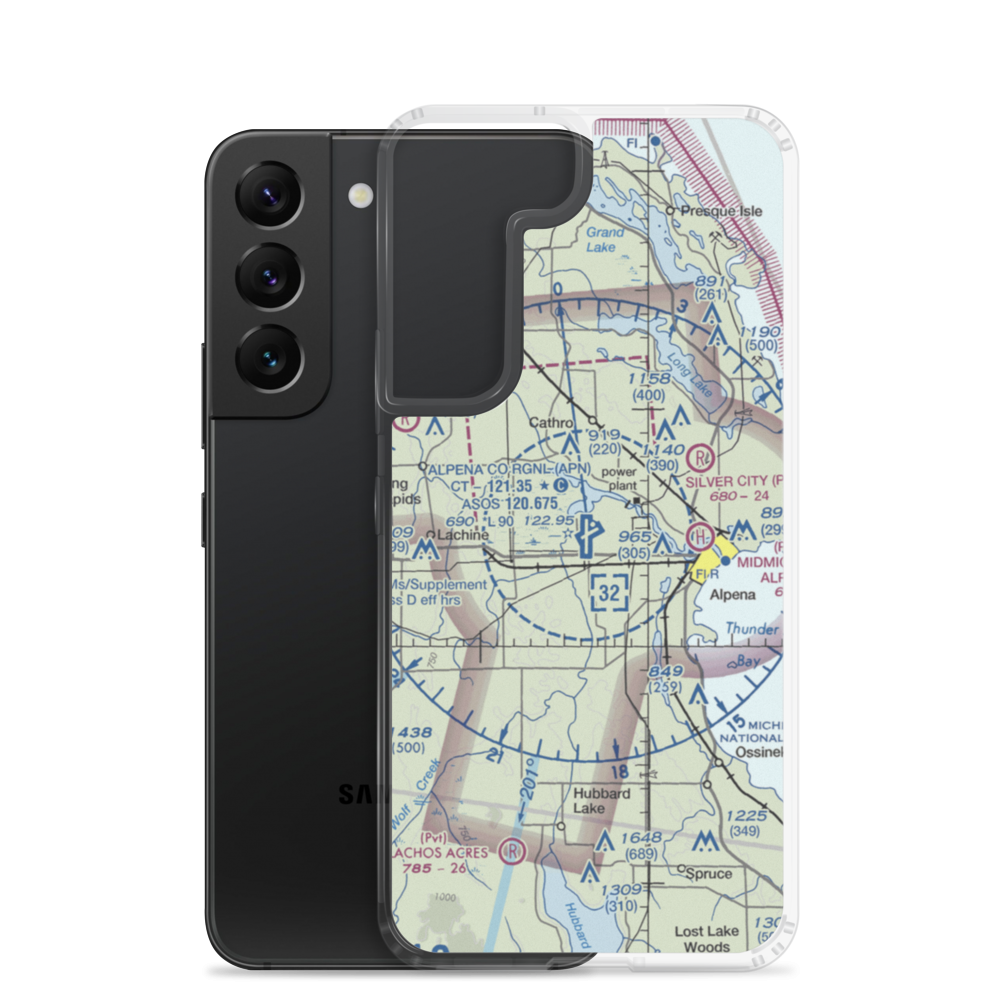 Alpena County Regional Airport (APN) VFR Sectional Samsung Case Samsung Galaxy S22 model shown