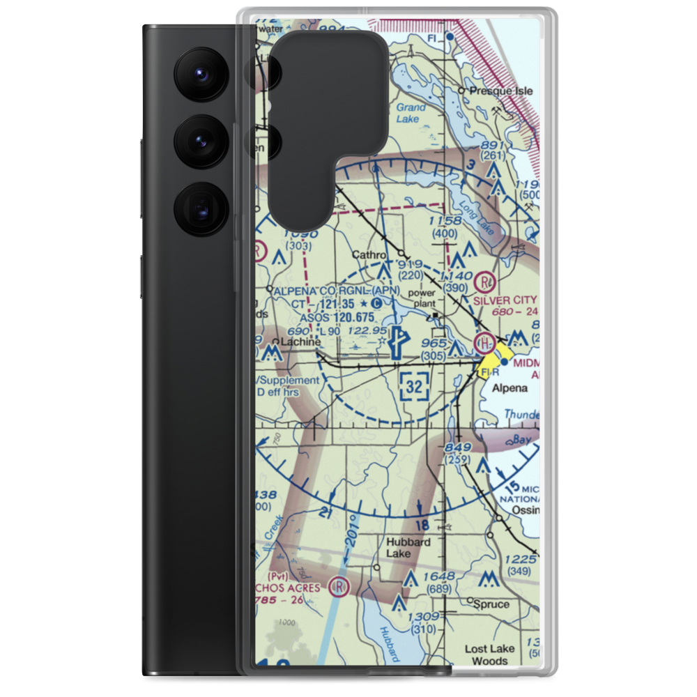 Alpena County Regional Airport (APN) VFR Sectional Samsung Case Samsung Galaxy S22 Ultra model shown