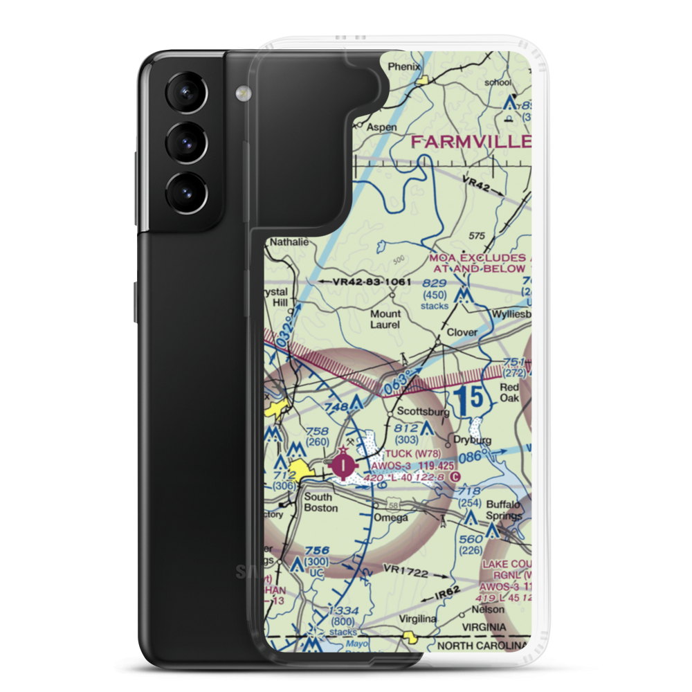 Alpha Hotel Airport (07VA) VFR Sectional Samsung Case Samsung Galaxy S21 Plus model shown