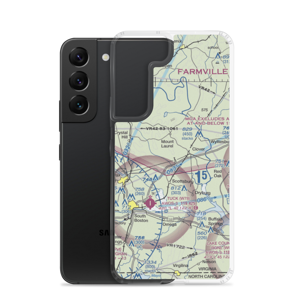 Alpha Hotel Airport (07VA) VFR Sectional Samsung Case Samsung Galaxy S22 model shown