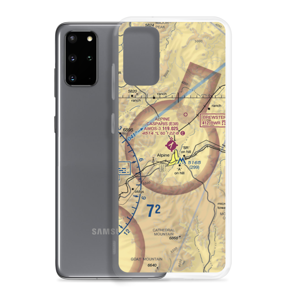 Alpine Casparis Municipal Airport (E38) VFR Sectional Samsung Case Samsung Galaxy S20 Plus model shown