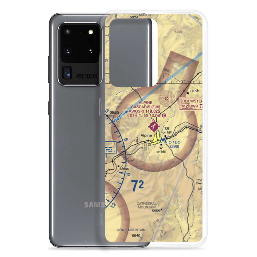 Alpine Casparis Municipal Airport (E38) VFR Sectional Samsung Case Samsung Galaxy S20 Ultra model shown