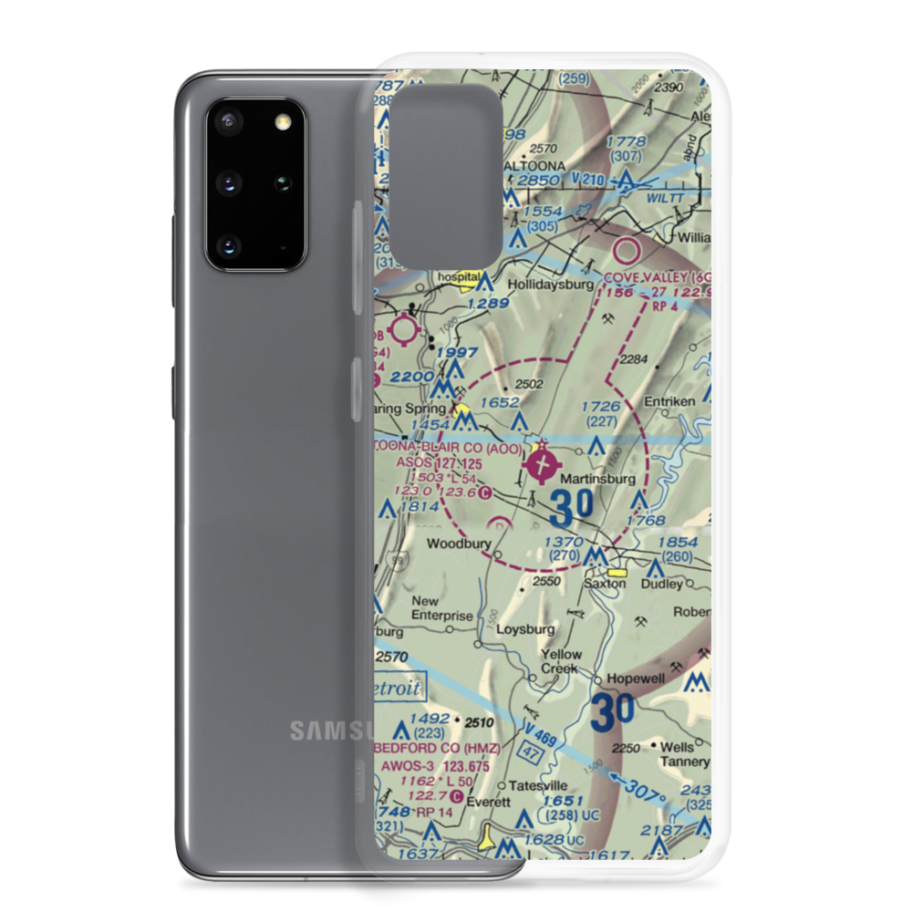 Altoona Blair County Airport (AOO) VFR Sectional Samsung Case Samsung Galaxy S20 Plus model shown