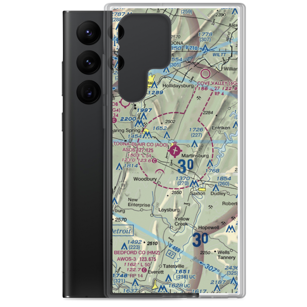 Altoona Blair County Airport (AOO) VFR Sectional Samsung Case Samsung Galaxy S22 Ultra model shown