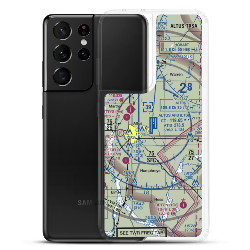 Altus Air Force Base (LTS) VFR Sectional Samsung Case Samsung Galaxy S21 Ultra model shown