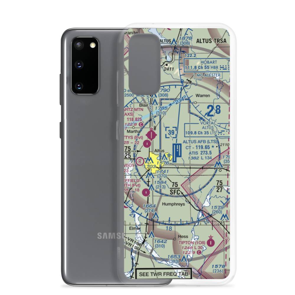 Altus Air Force Base (LTS) VFR Sectional Samsung Case Samsung Galaxy S20 model shown