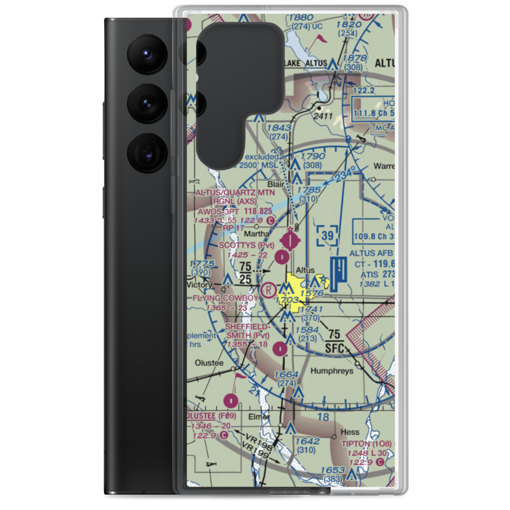 Altus Quartz Mountain Regional Airport (AXS) VFR Sectional Samsung Case Samsung Galaxy S22 Ultra model shown