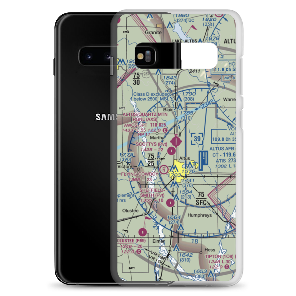 Altus Quartz Mountain Regional Airport (AXS) VFR Sectional Samsung Case Samsung Galaxy S10+ model shown