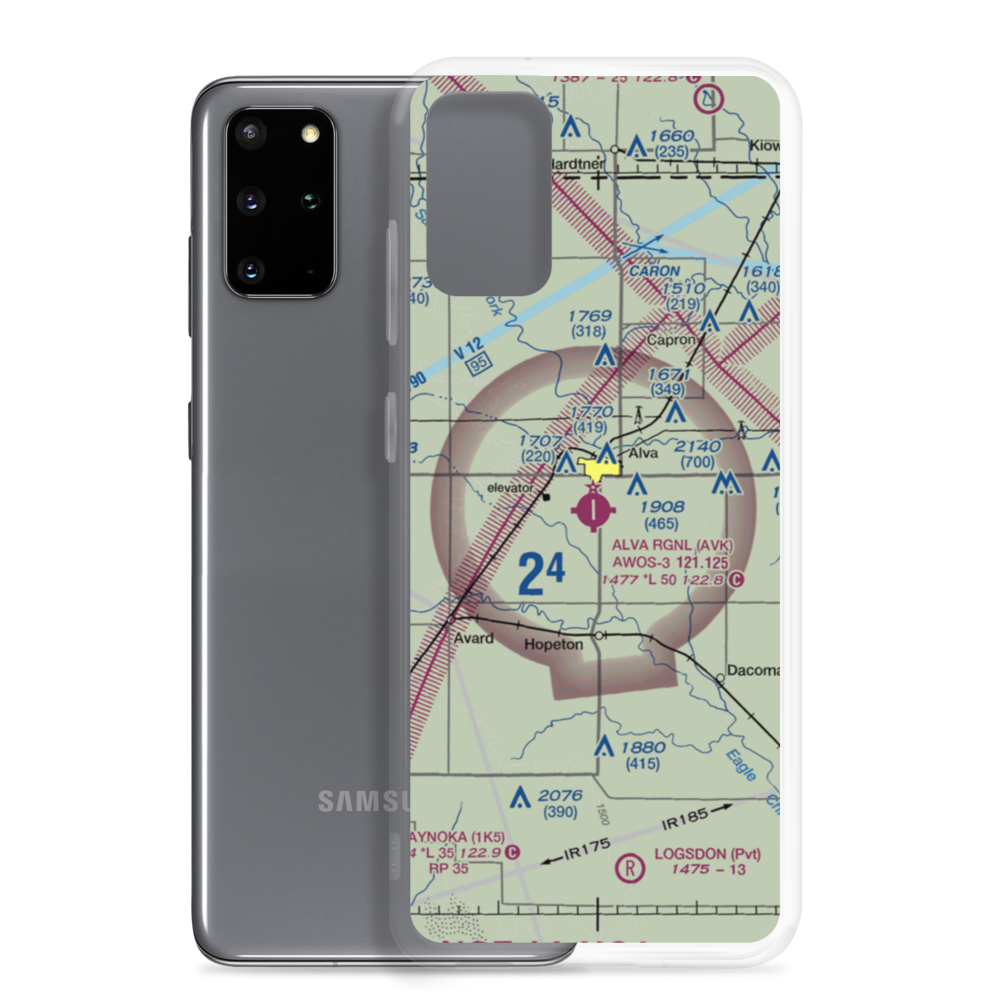 Alva Regional Airport (AVK) VFR Sectional Samsung Case Samsung Galaxy S20 Plus model shown