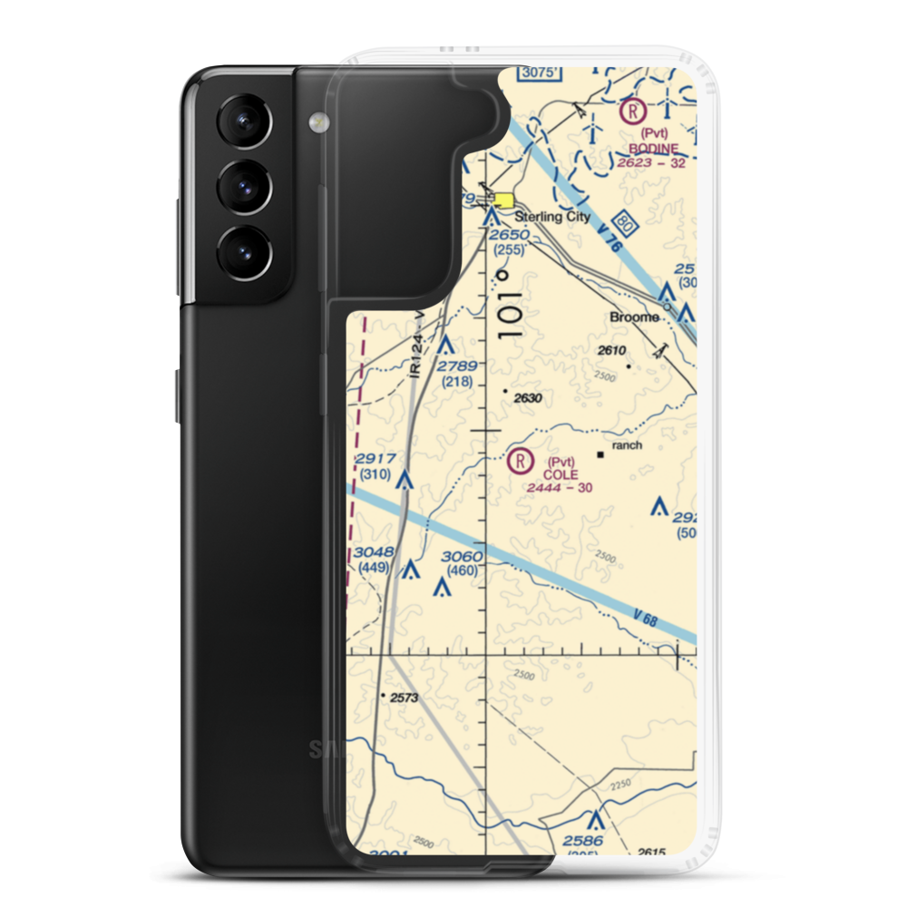 Alvie Cole Ranch Airport (TS95) VFR Sectional Samsung Case Samsung Galaxy S21 Plus model shown