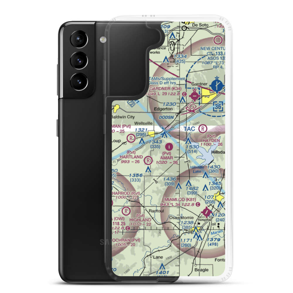 Amar Farms Airport (4KS1) VFR Sectional Samsung Case Samsung Galaxy S21 Plus model shown