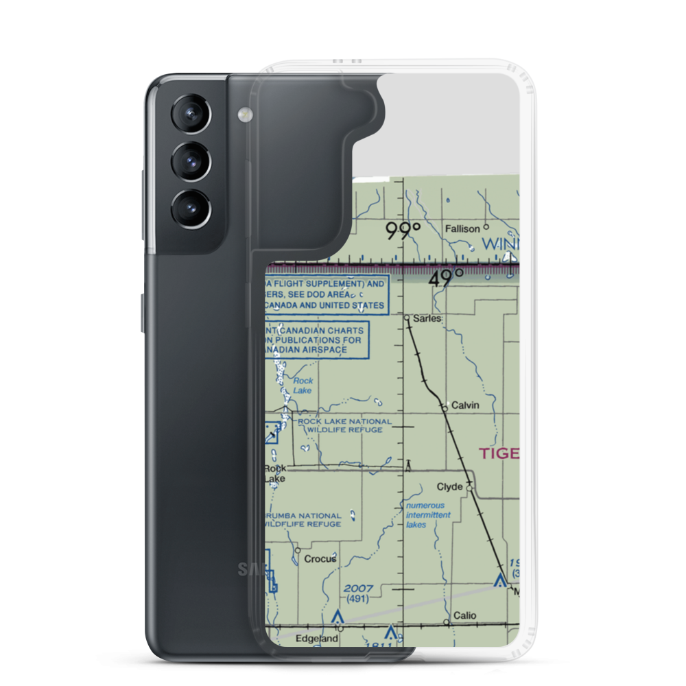 Amble-Tiger North Farms Airport (8ND0) VFR Sectional Samsung Case Samsung Galaxy S21 model shown